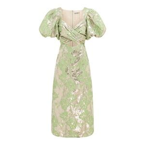 ALEMAIS Mira Floral Jacquard Metallic Dress Green Sz 2 NWT